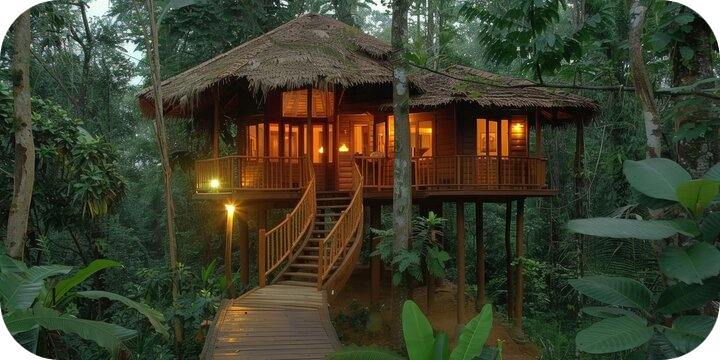 Lodges in forest