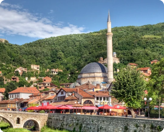 eSIM-enabled phone connected to mobile data network in Kosovo.
